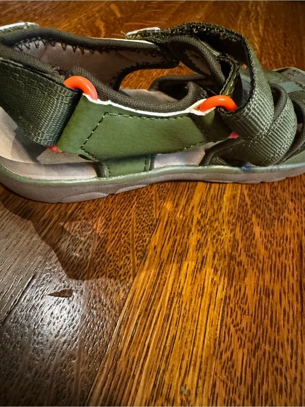 See Kai Run Olive Green & Orange Accent Kids Sandals